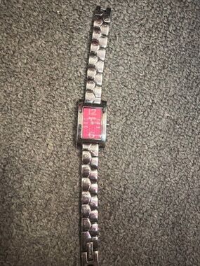 Michael Kors Pink Logo Dial Bracelet Watch Small Rectangular Women’s